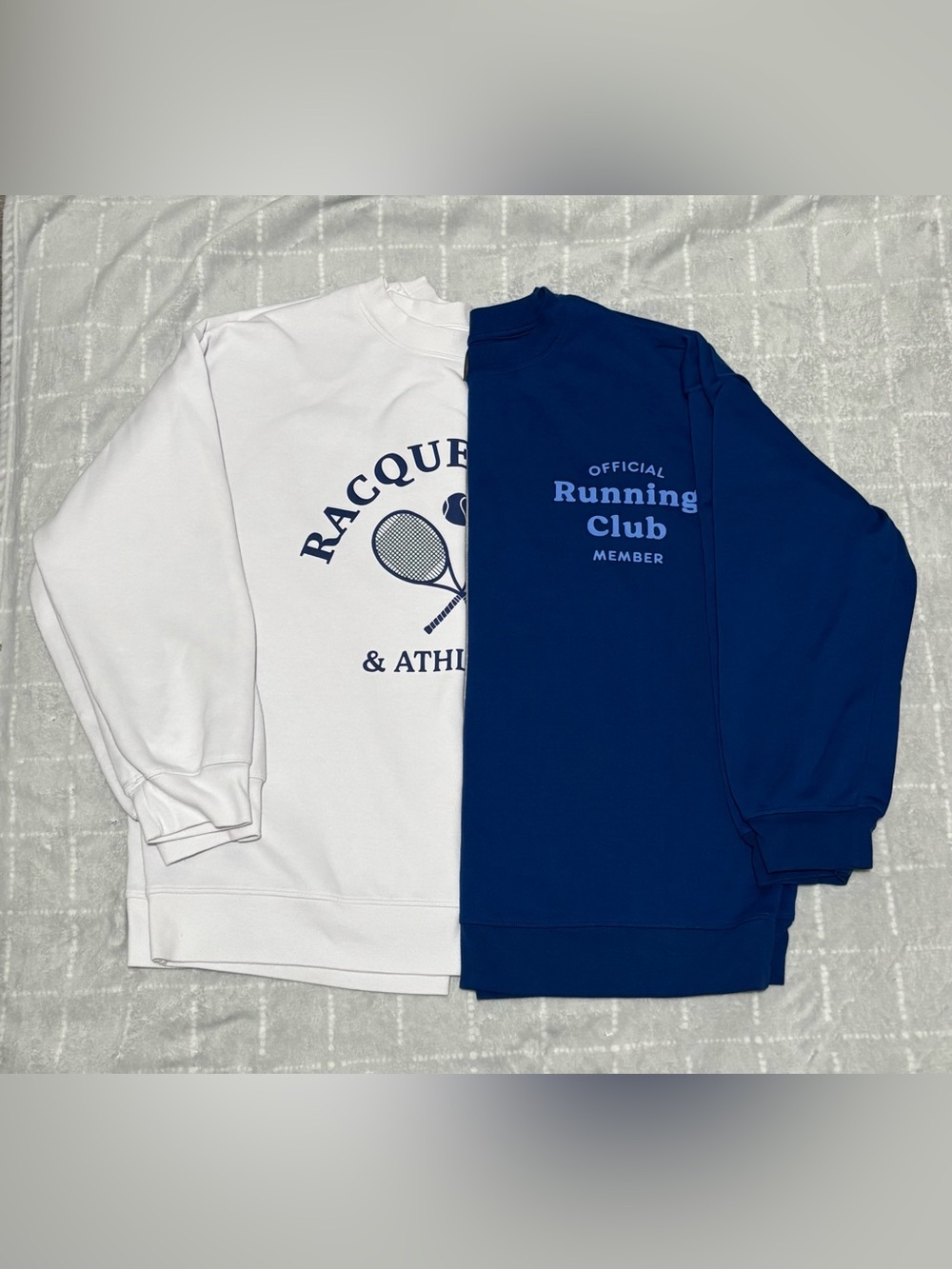 Joe Fresh White & Navy Graphic Crewneck Sweatshirts